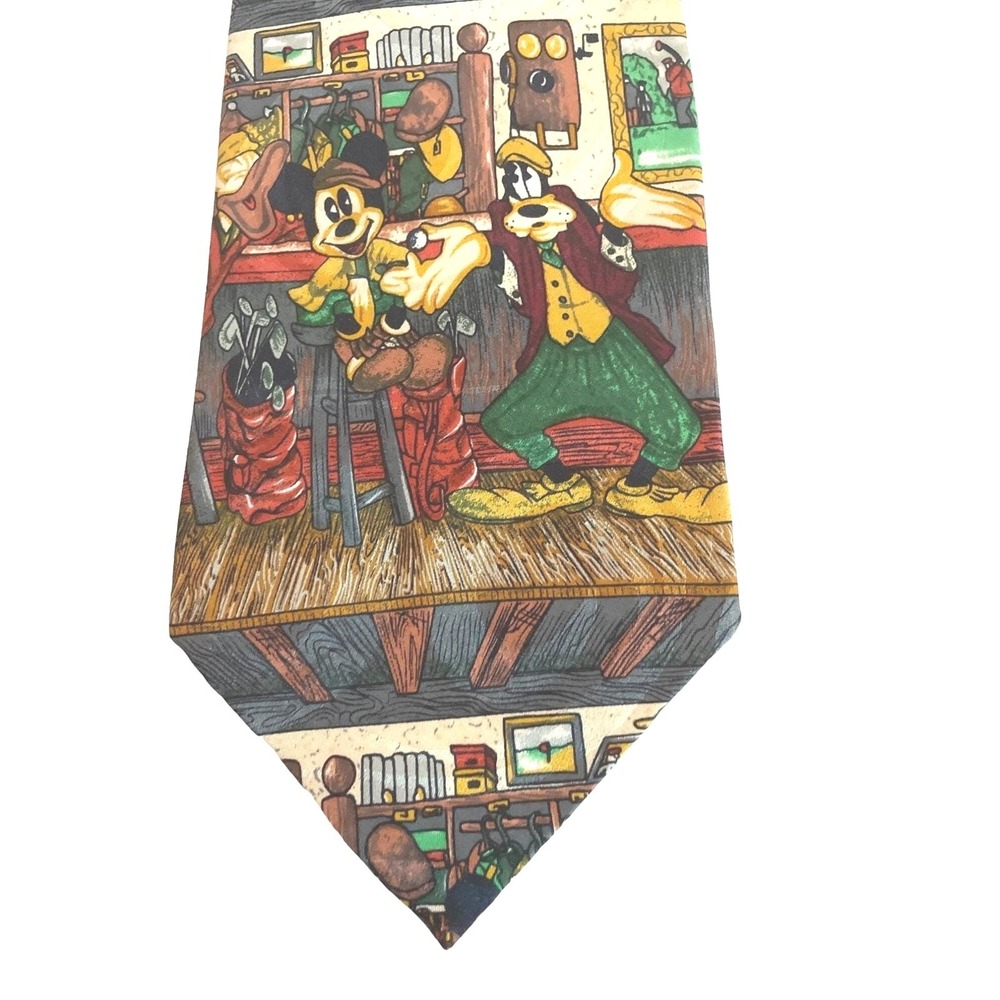 Vtg Tie Golf Country Club Cartoon Mickie & CO. Mickie Mouse Goofy Donald‎ Duck